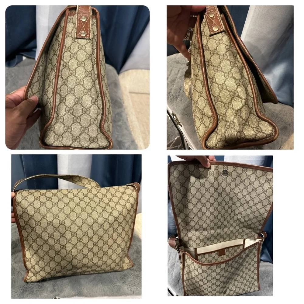 Gucci Beige and Brown Monogram Messenger Bag